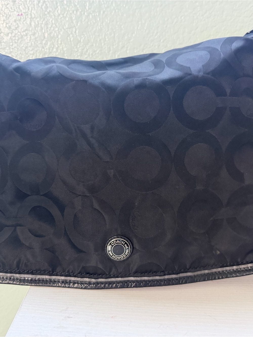 Coach Black Signature Nylon Crossbody diaper bag